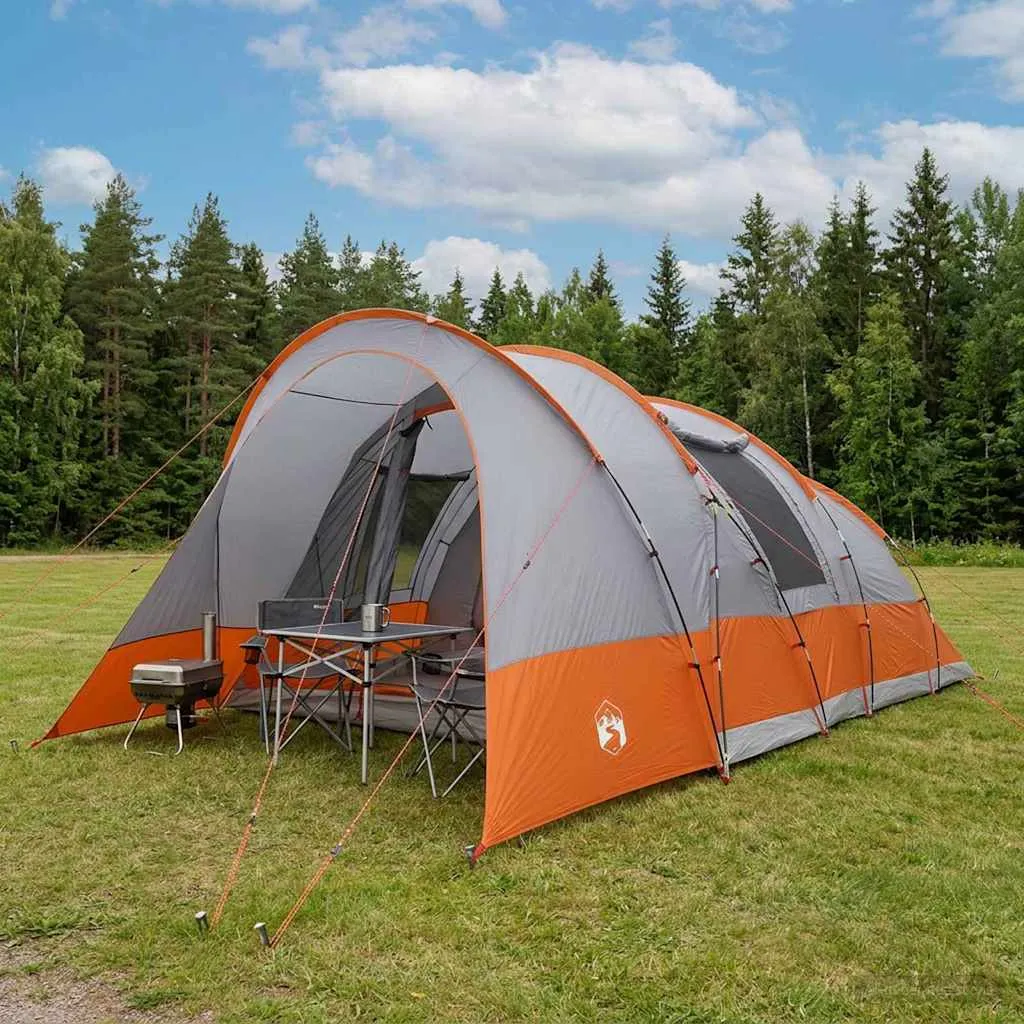 vidaxl tunelski šator 560 x 395 x 212 cm siva i narančasta - slika 1