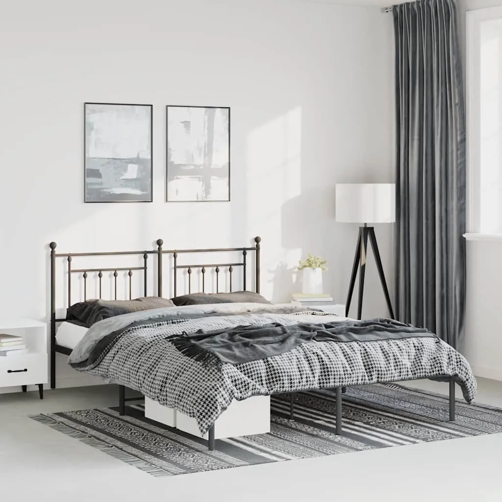 vidaXL Metalni okvir za krevet s uzglavljem crni 135x190 cm - Venlo