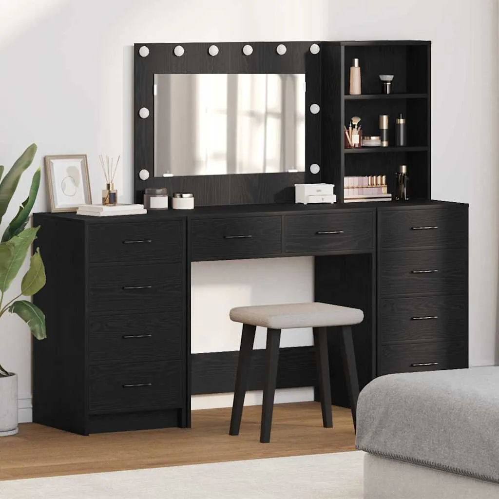 vidaXL Toaletni stol 3 kom. Crni hrast 78,5 x 41 x 135 cm - Venlo