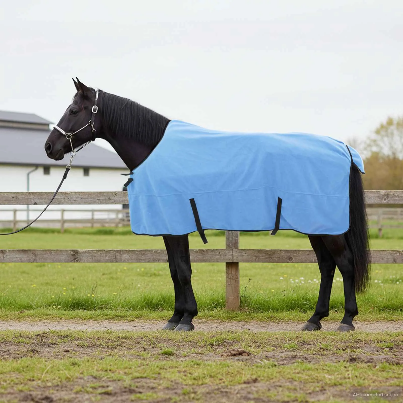 vidaxl pokrivač za konje pun aqua 155 cm poliester fleece - slika 1