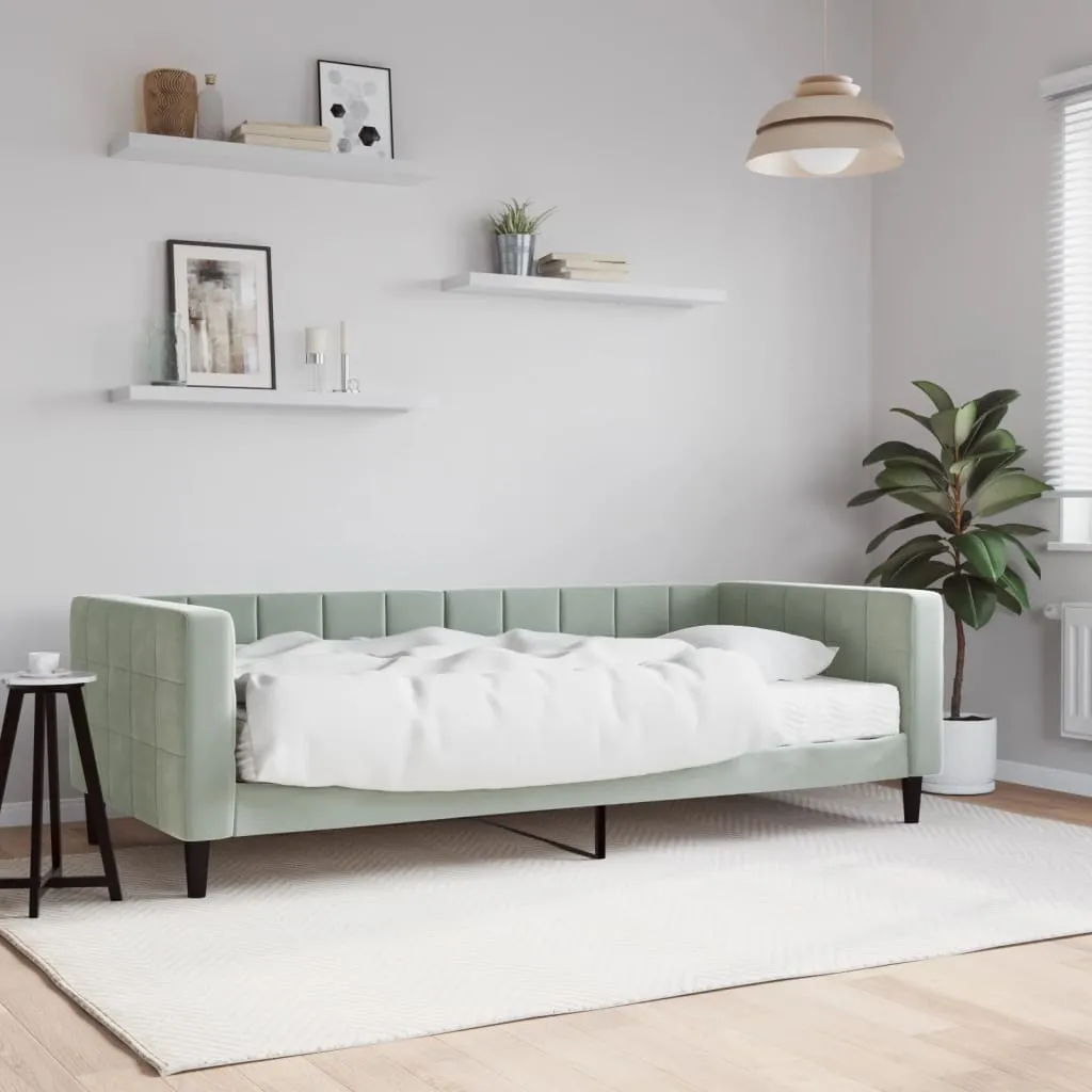 vidaXL Dnevni krevet s madracem svjetlosivi 90 x 200 cm baršunasti - Venlo