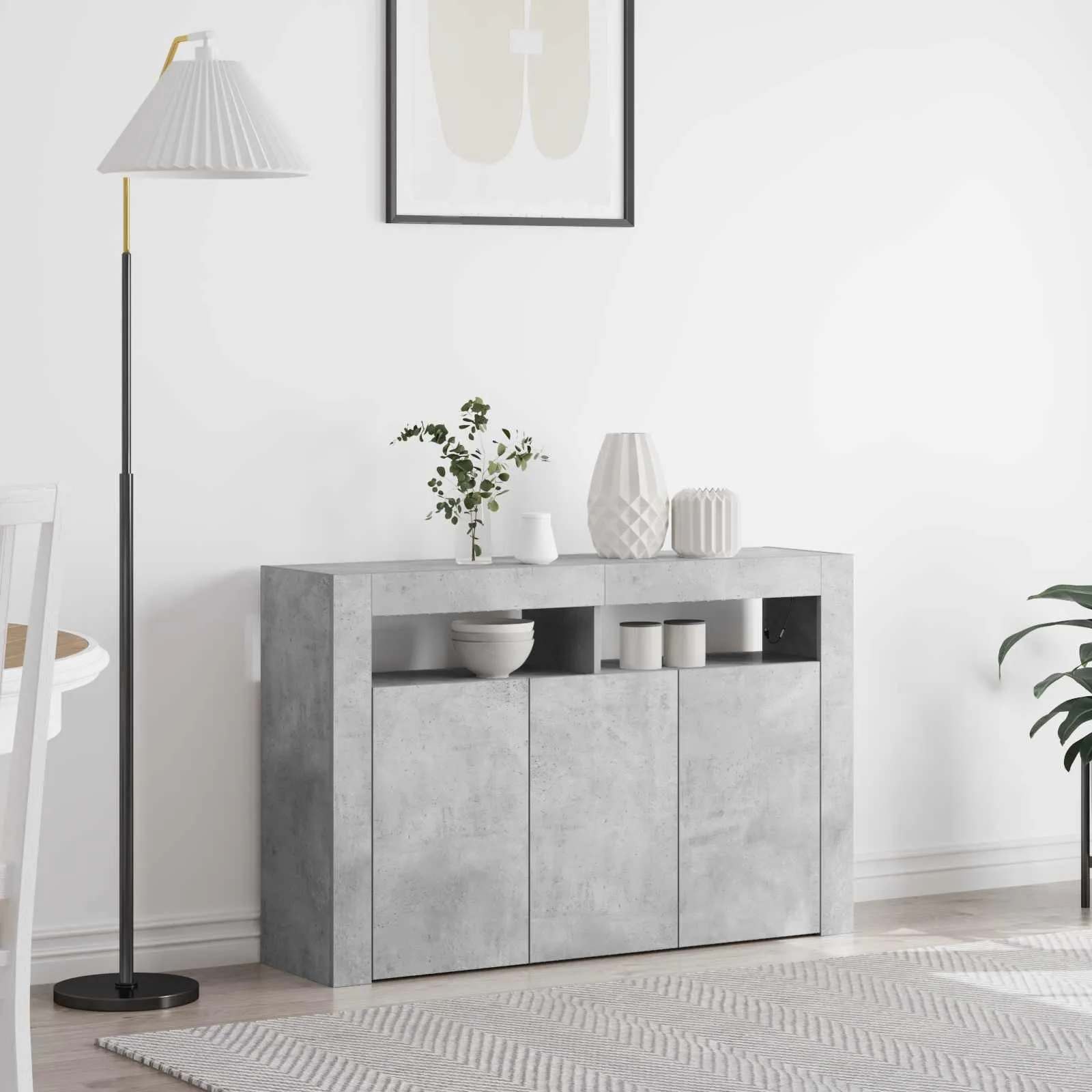 vidaXL Kreveta Betonski sivi 116 x 30 x 75 cm Konstruirano drvo - Venlo