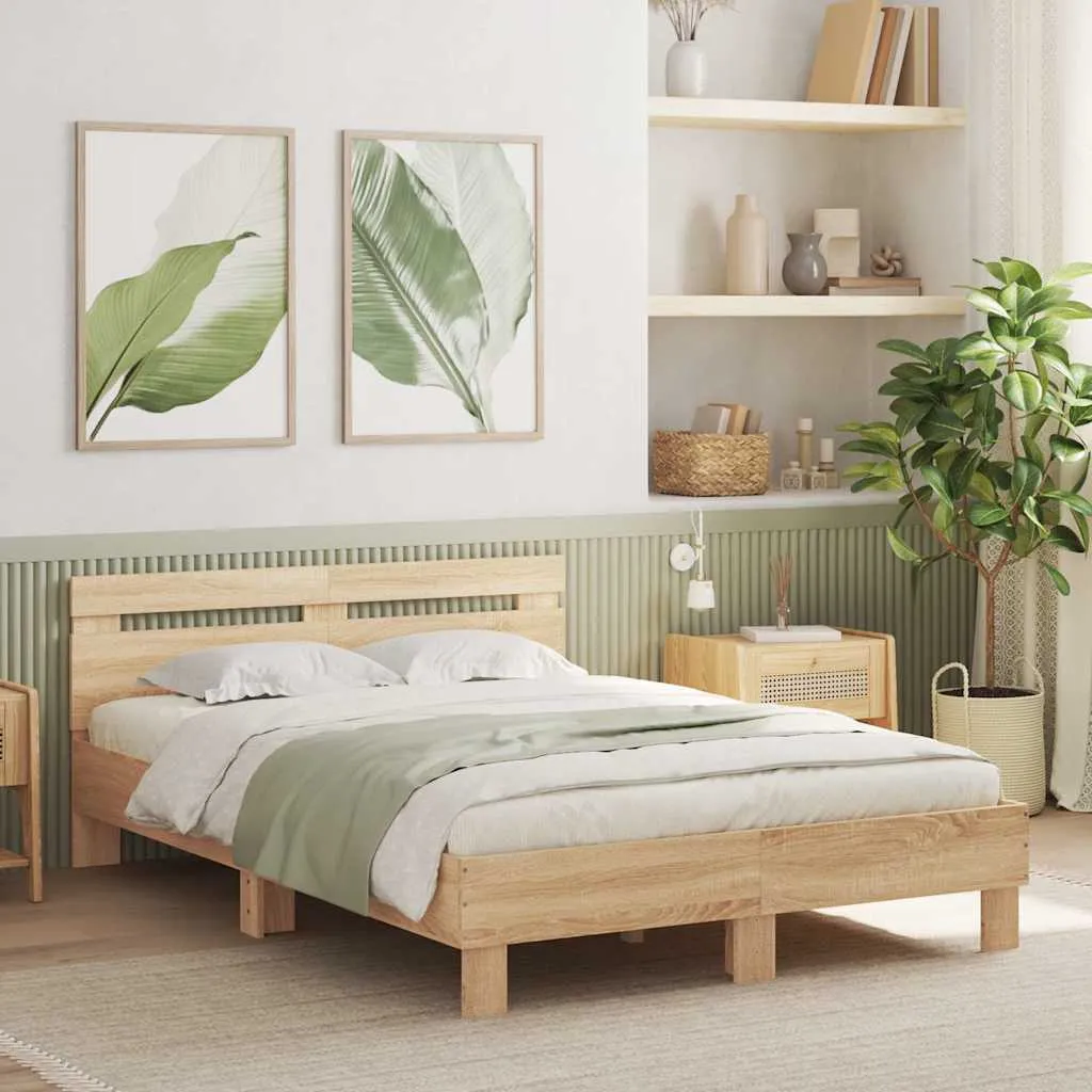 vidaXL Okvir za krevet s uzglavljem boja hrasta 120x190 cm drveni - Venlo