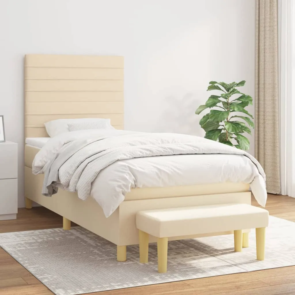vidaXL Krevet s oprugama i madracem krem 90 x 190 cm od tkanine - Venlo