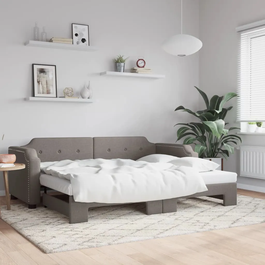 vidaXL Dnevni krevet na razvlačenje smeđesivi 90 x 200 cm od tkanine - Venlo