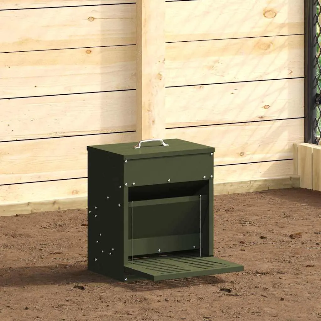 vidaxl feeder s nogom za piliće maslinasto zelena 33 x 42 x 40 cm - slika 1