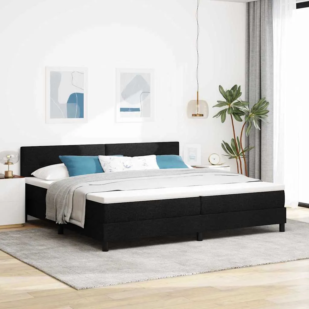 vidaXL Krevet s opruga kutije s uzglavljem Crna 200 x 200 cm tkanina - Venlo