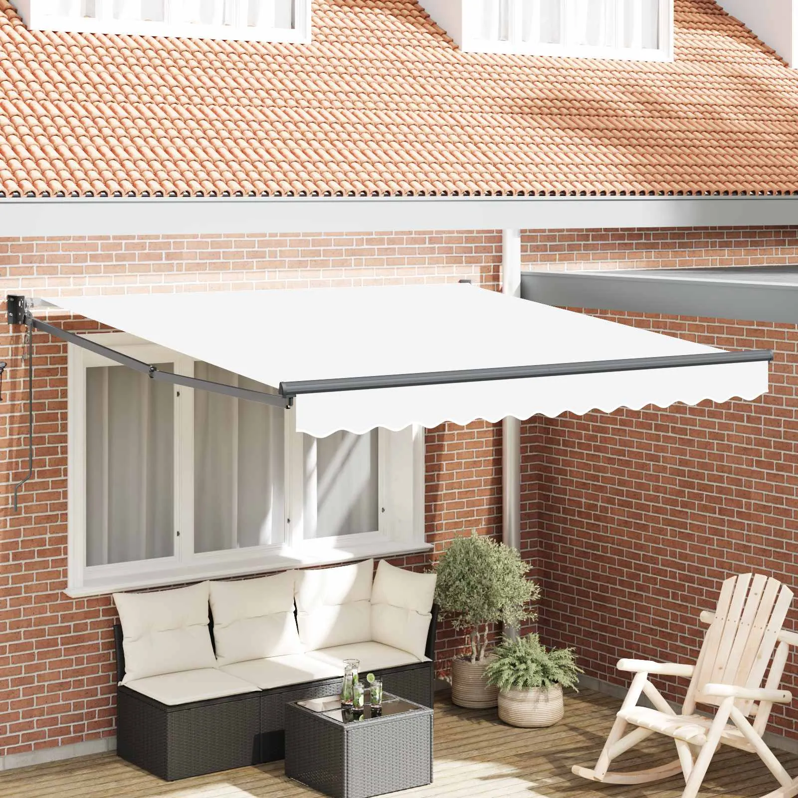 vidaXL Povlačivi tende Bijela 350 x 250 cm Poliester i metal - Venlo