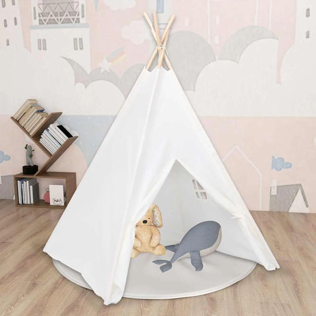 vidaXL Dječji šator tipi od breskvine kore bijeli 120 x 120 x 150 cm - Venlo