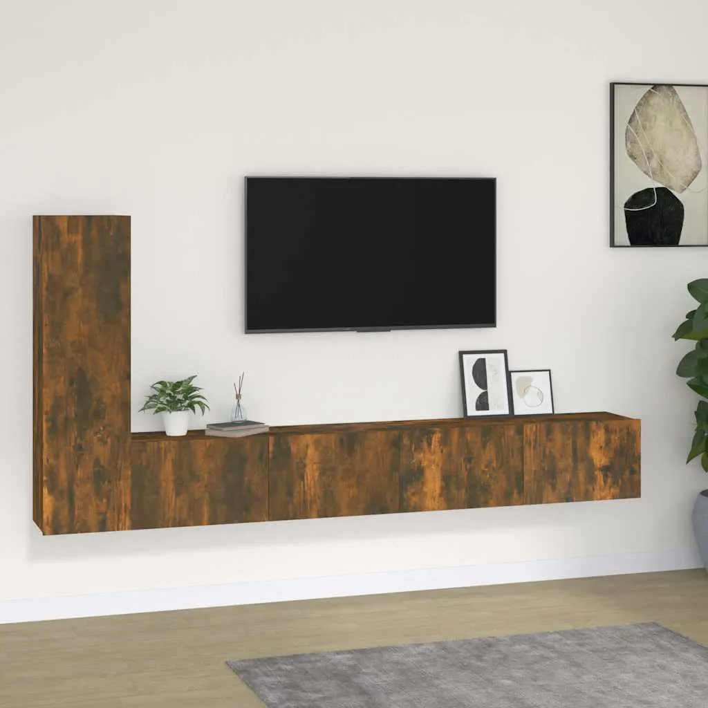 vidaxl 3-dijelni set tv ormarića boja dimljenog hrasta drveni - slika 1