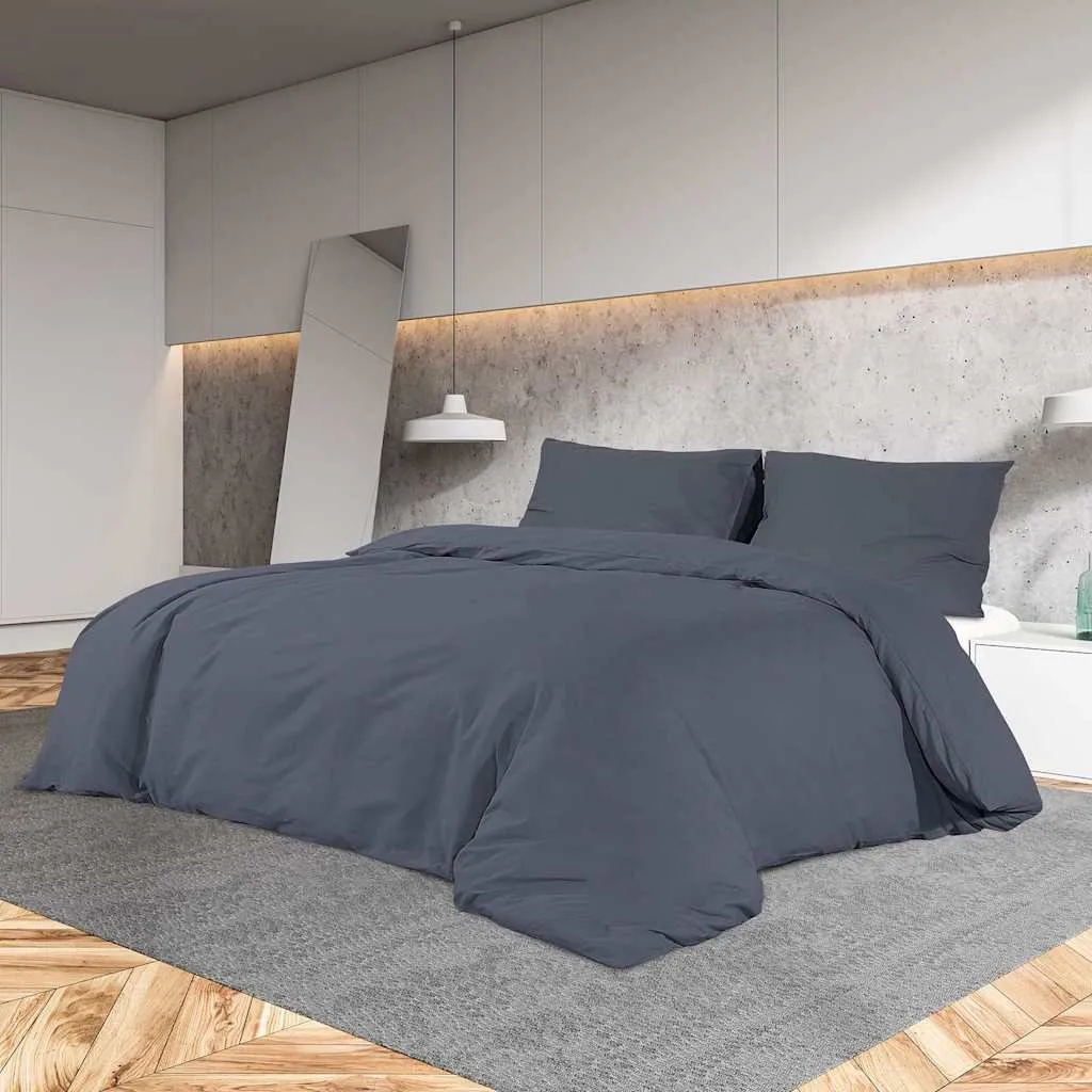 vidaXL Set posteljine za poplun antracit 200x200 cm pamučni - Venlo
