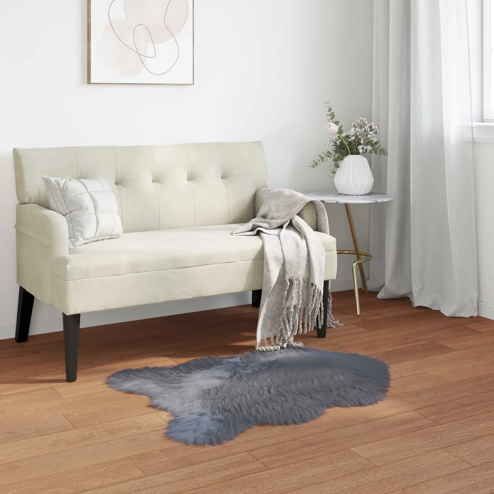 vidaXL Tepih od umjetne ovčje kože TAFALLA Antracit 60 x 90 cm - Venlo