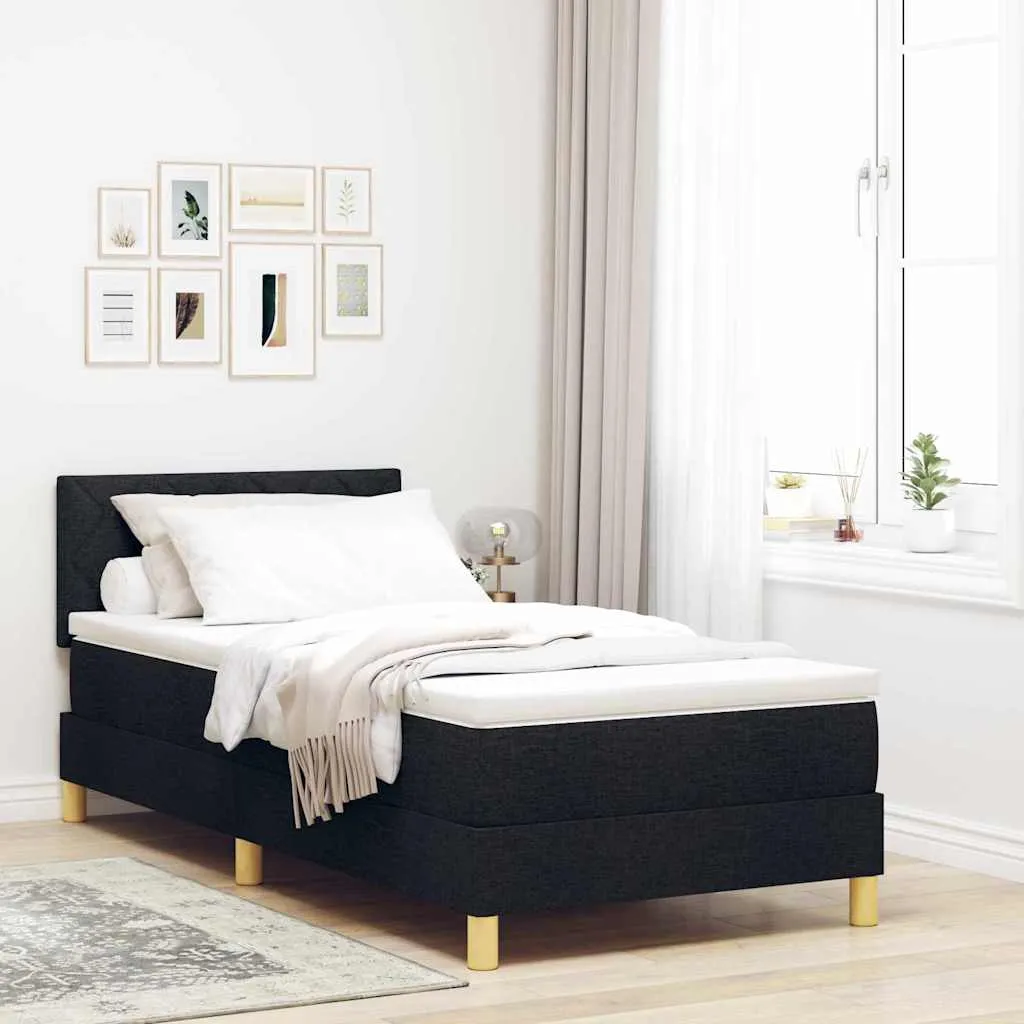 vidaXL Krevet s opruga kutije s jastukom Crna 90 x 190 cm tkanina - Venlo