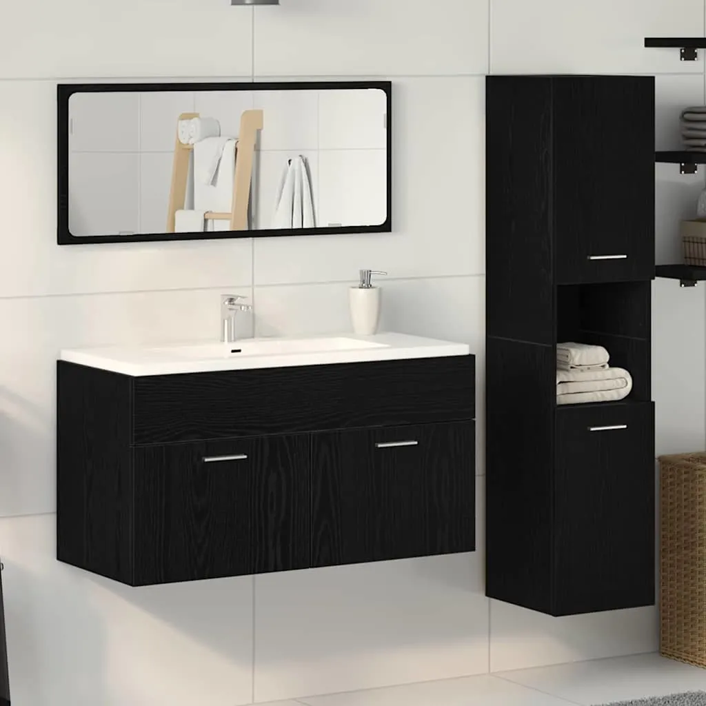 vidaXL Set namještaja za kupaonicu 3 kom. Crni hrast 90 x 38,5 x 46 cm - Venlo