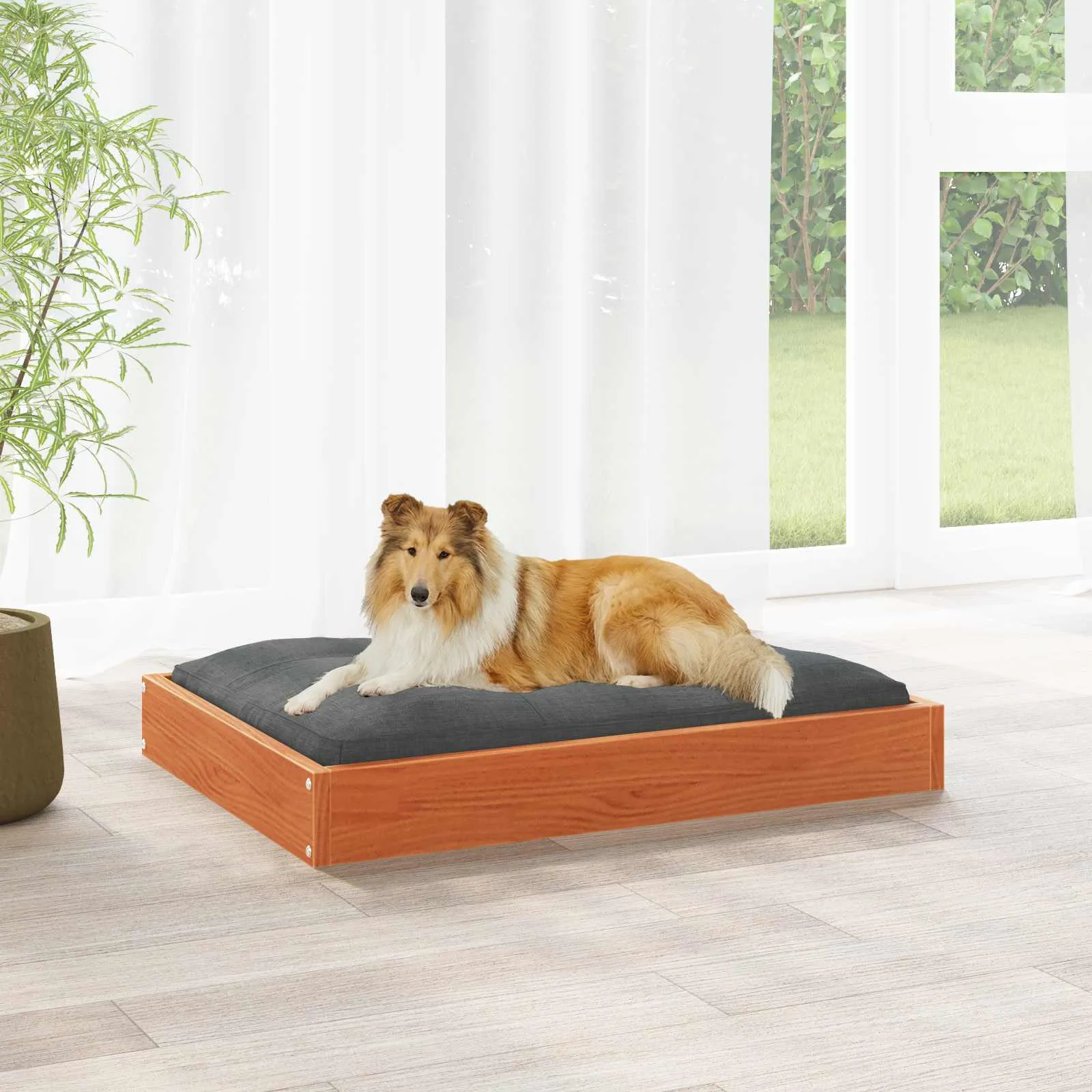 vidaxl krevet za psa 101,5 x 74 x 9 cm čvrsto borovo drvo - slika 1