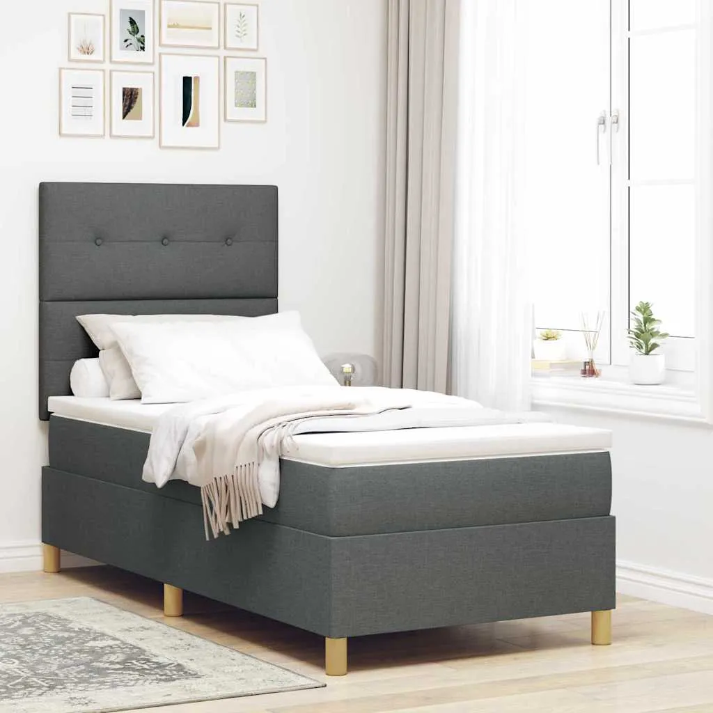 vidaXL Krevet s opruga kutije Tamno siva 80 x 200 cm tkanina - Venlo