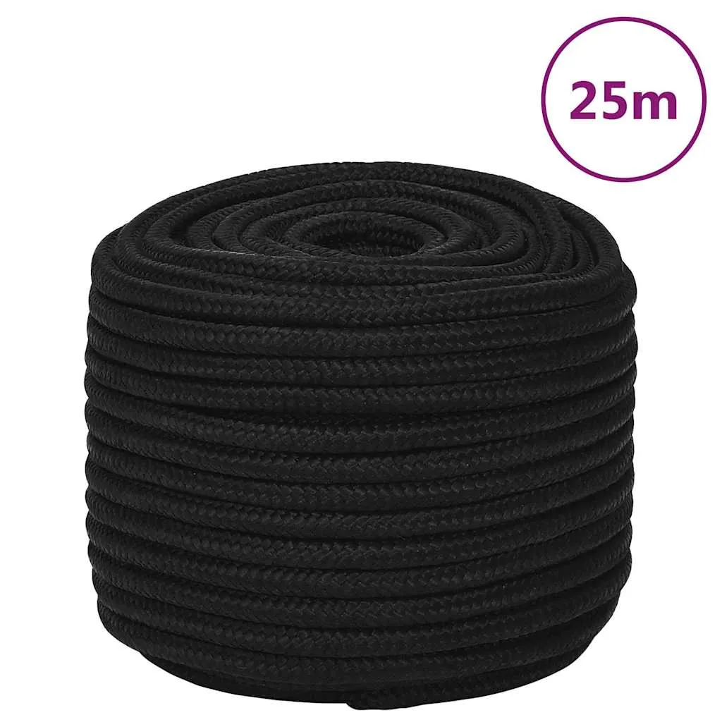 vidaxl radno uže crno 14 mm 25 m poliestersko - slika 1