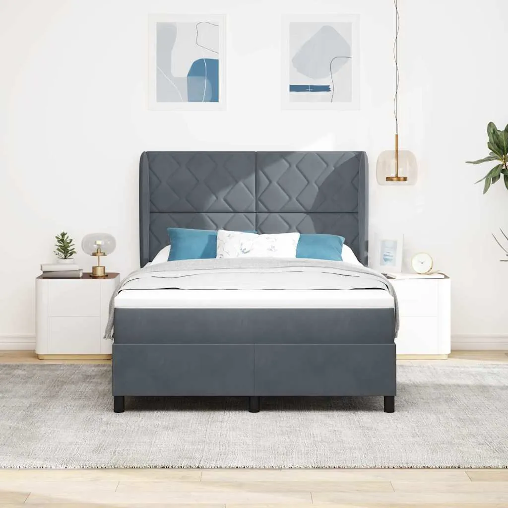 vidaXL Krevet s opruga kutije Tamno siva 200 x 160 cm Baršun - Venlo