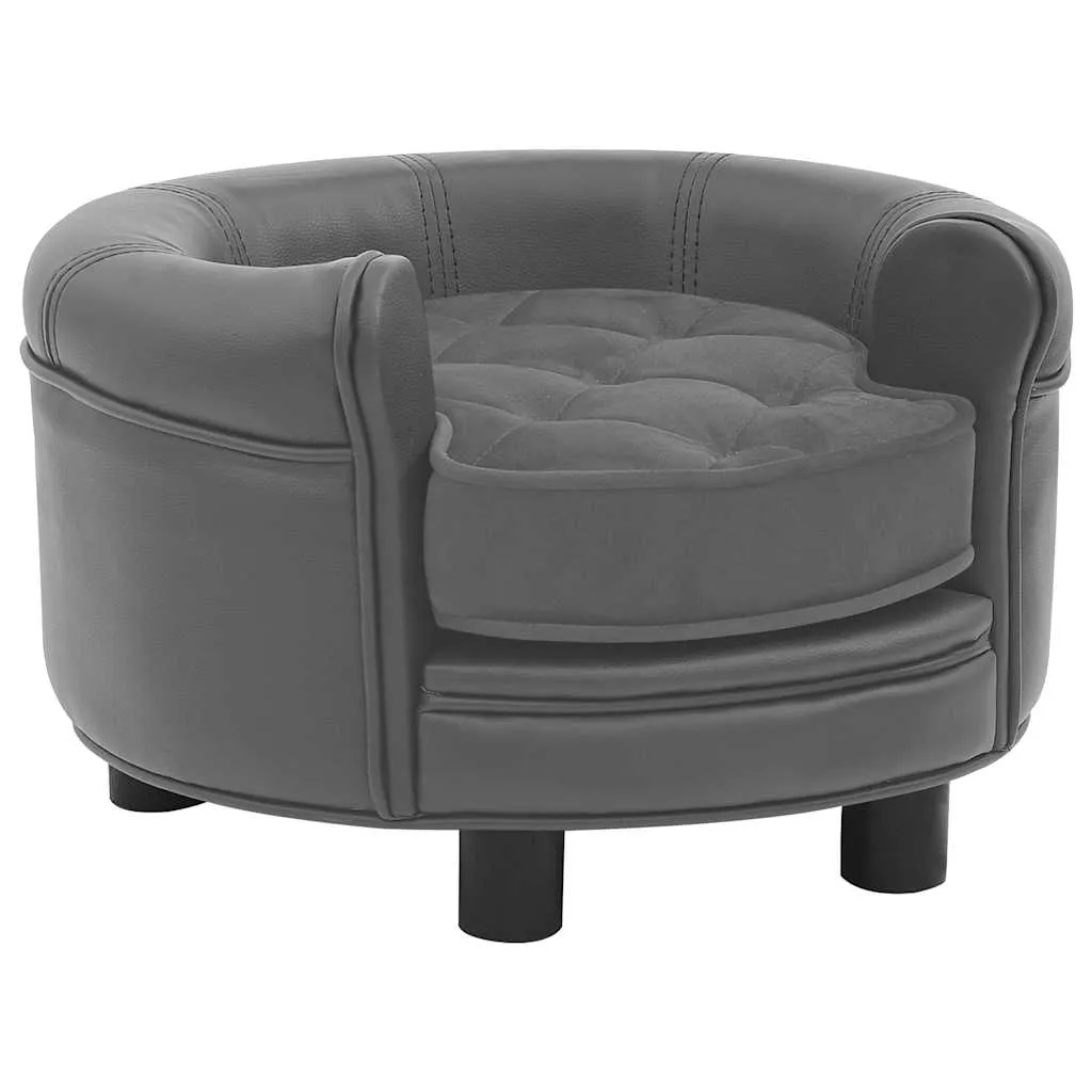 vidaxl sofa za pse siva 48 x 48 x 32 cm od pliša i umjetne kože - slika 1