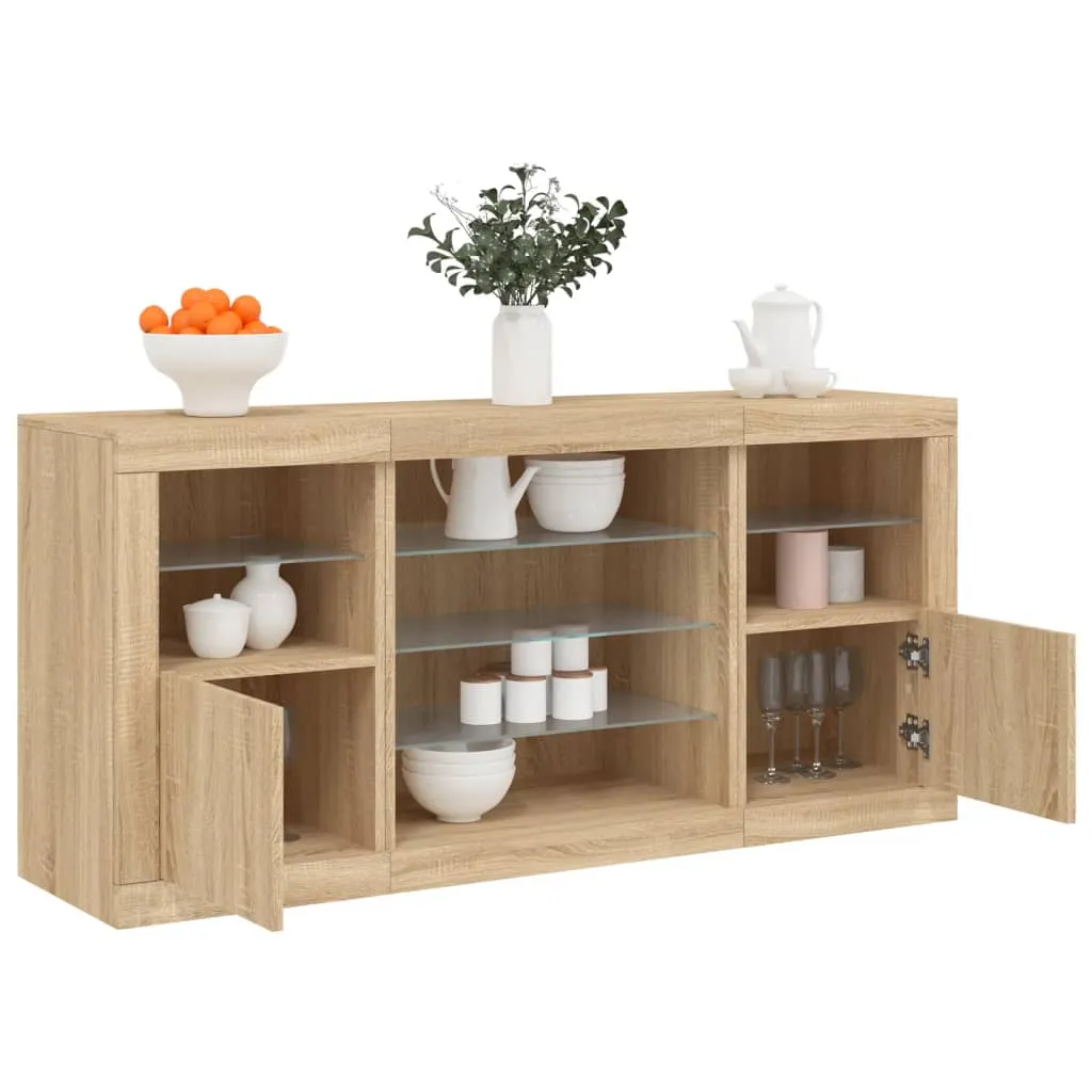 vidaXL Komoda s LED svjetlima boja hrasta sonome 142,5x37x67 cm - Venlo