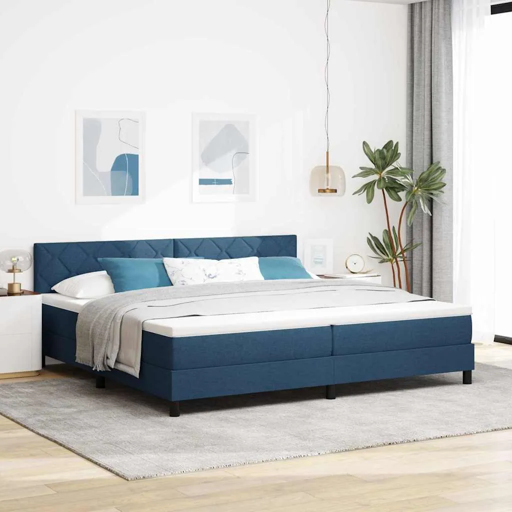 vidaXL Krevet s opruga kutije s uzglavljem Plava 200 x 200 cm tkanina - Venlo