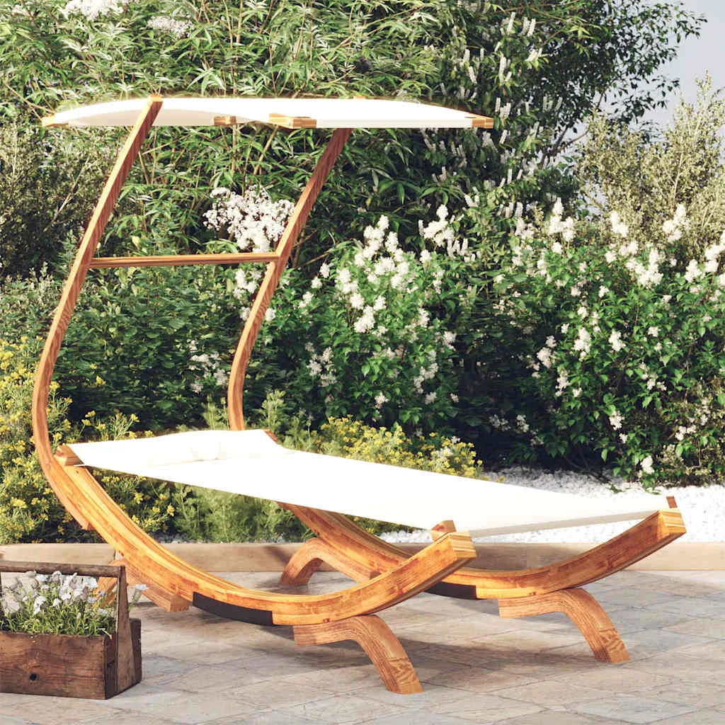 vidaXL Vanjski ležaj s krovom 100x190x134 cm od savijenog drva krem - Venlo