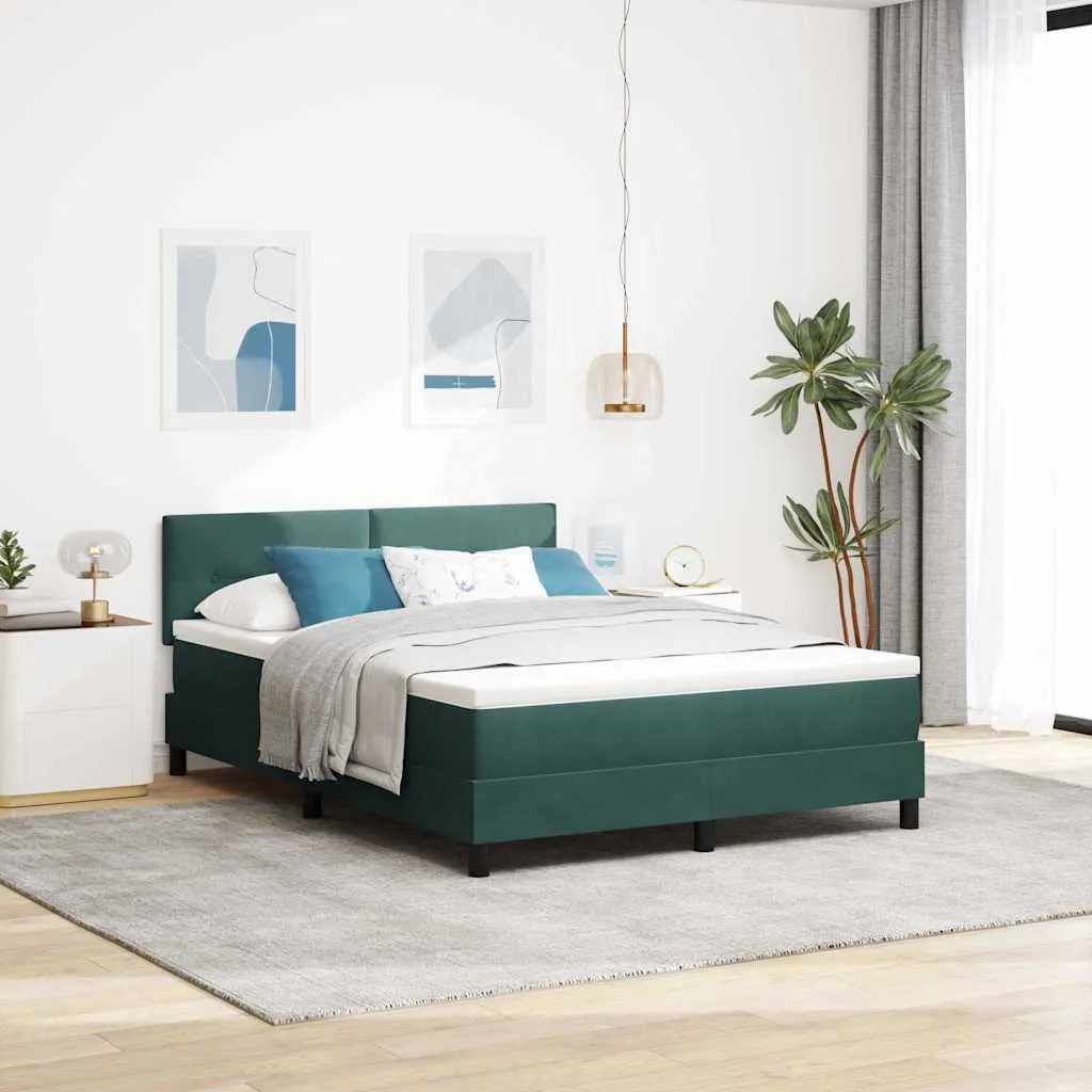 vidaXL Krevet s opruga kutije Tamnozelena 140 x 190 cm Baršun - Venlo