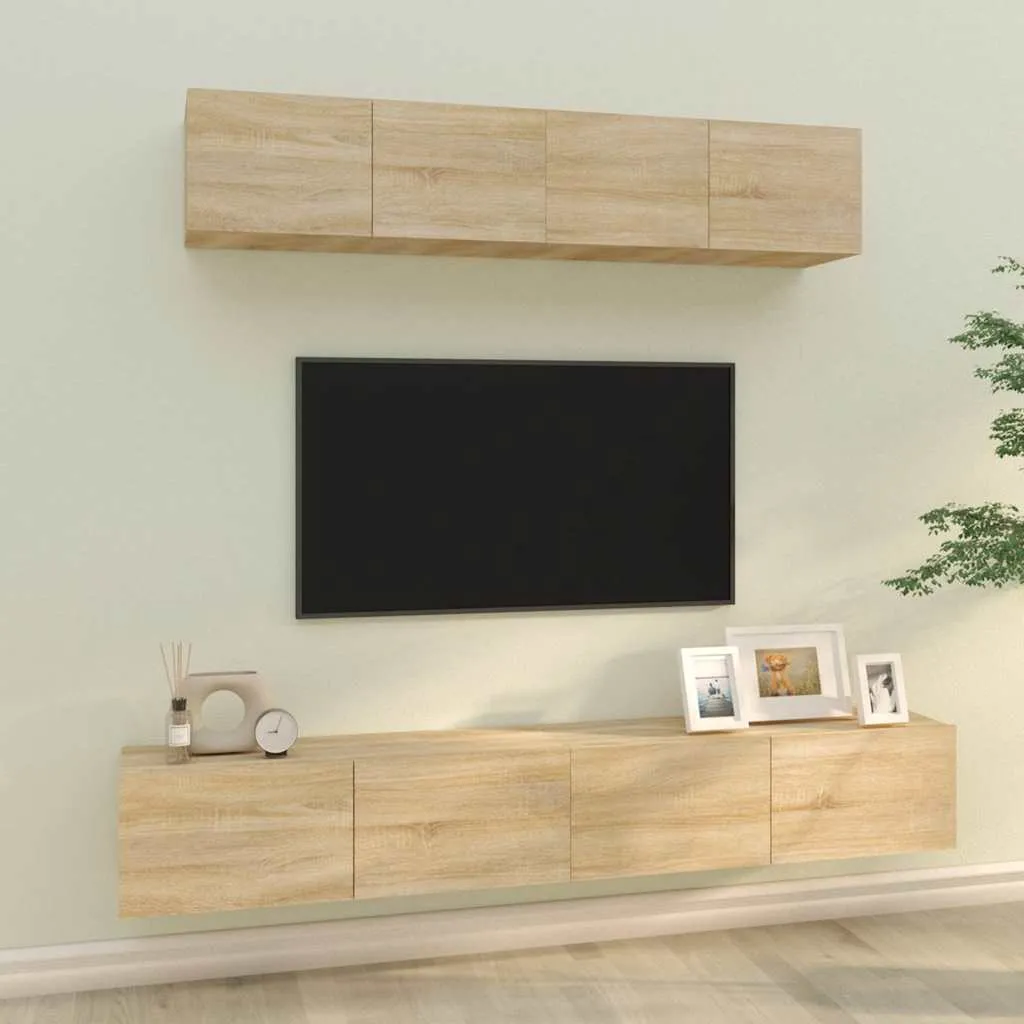 vidaxl 4-dijelni set tv ormarića boja hrasta sonome konstruirano drvo - slika 1
