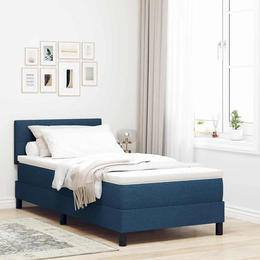 vidaXL Krevet s opruga kutije s uzglavljem Plava 90 x 190 cm tkanina - Venlo
