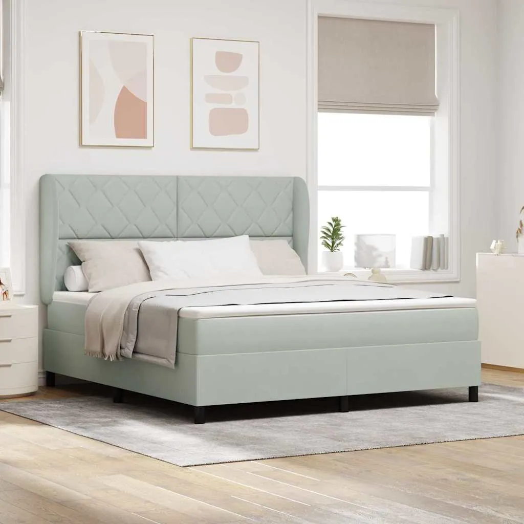 vidaXL Krevet s opruga kutije Svijetlo siva 200 x 180 cm Baršun - Venlo