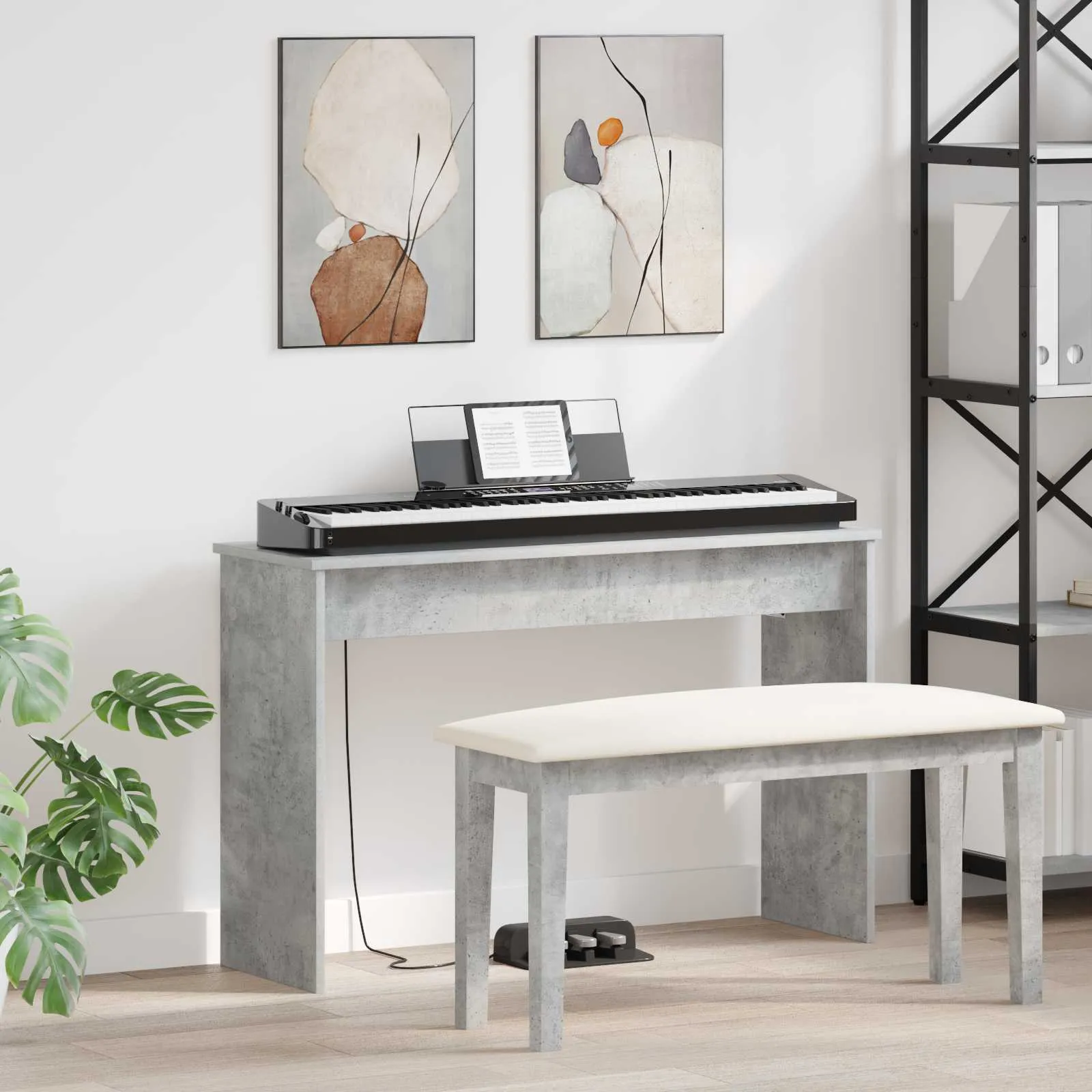 vidaxl stalak za klavijaturu betonski sivi 100 x 32 x 64 cm - slika 1