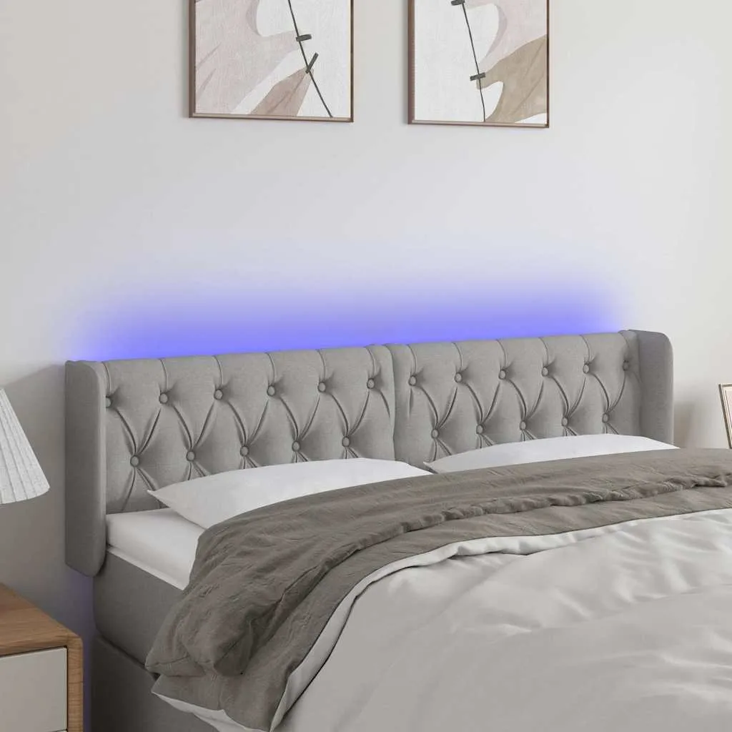 vidaXL LED uzglavlje svjetlosivo 147x16x78/88 cm od tkanine - Venlo