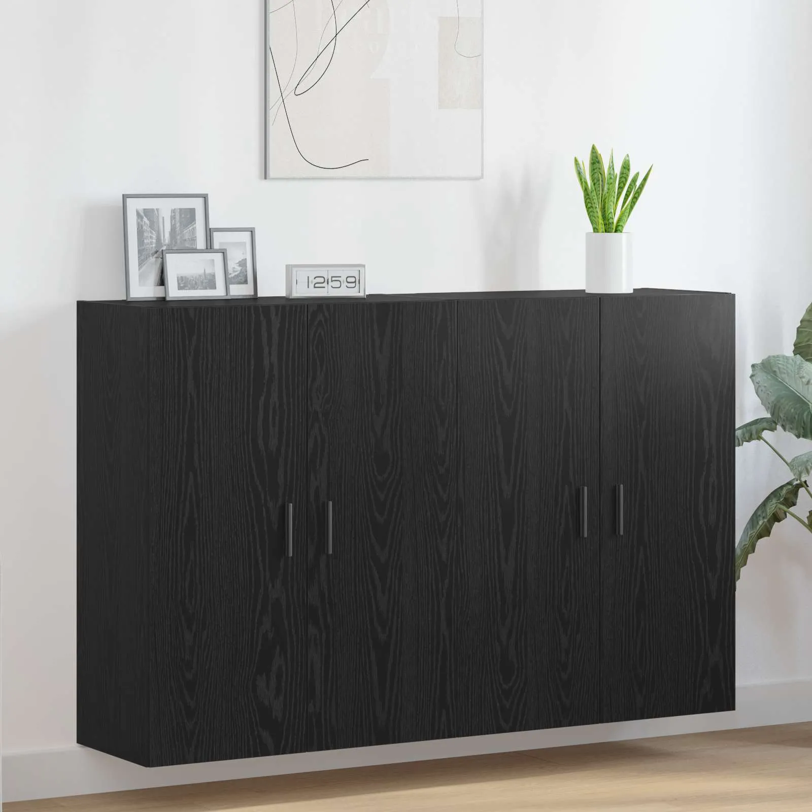 vidaXL Ormar za montažu na zid 2 kom. Crni hrast 69,5 x 34 x 90 cm - Venlo