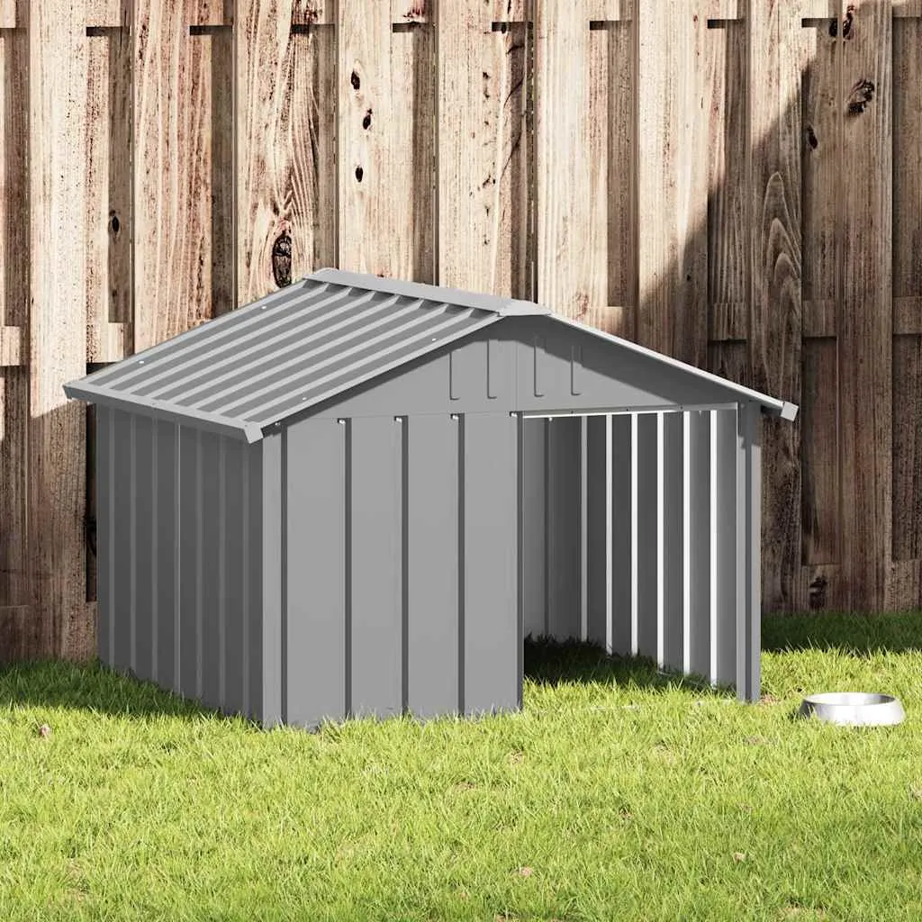 vidaxl kućica za pse sivi 116,5x103x81,5 cm pocinčani čelik - slika 1