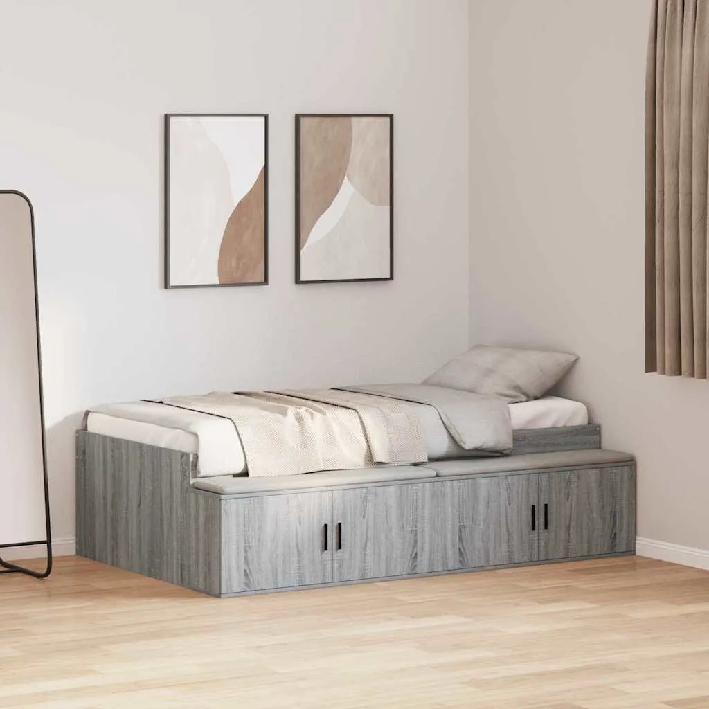 vidaXL Krevetna konstrukcija Siva Sonoma 90 x 200 cm Konstruirano drvo - Venlo