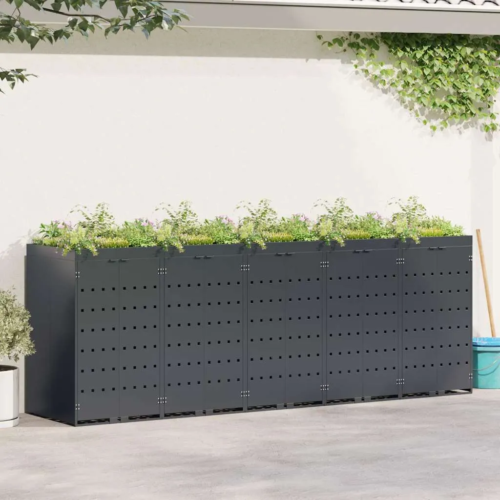 vidaXL Skladištenje kanti za 5 kanti Antracit 340 x 77,5 x 121,5 cm - Venlo