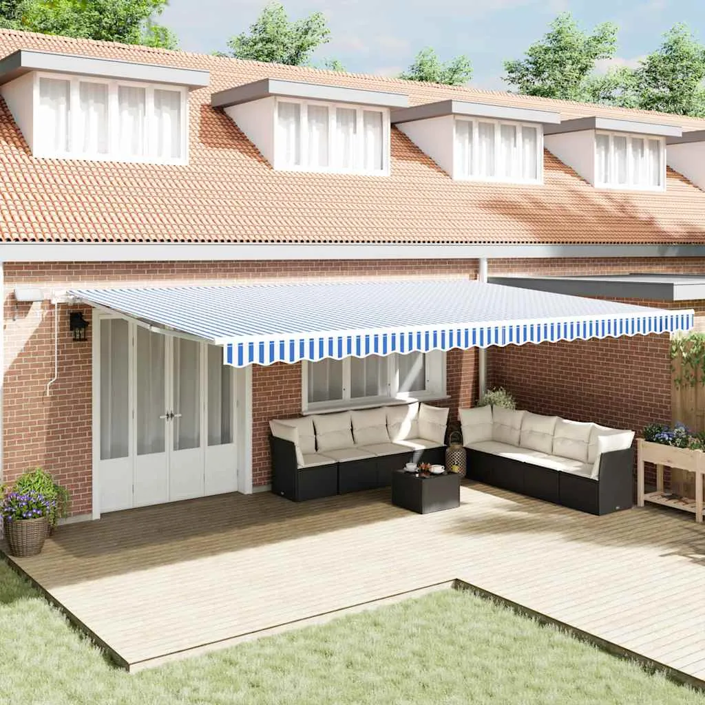 vidaXL Povlačivi tende Plava i bijela 600 × 300 cm - Venlo