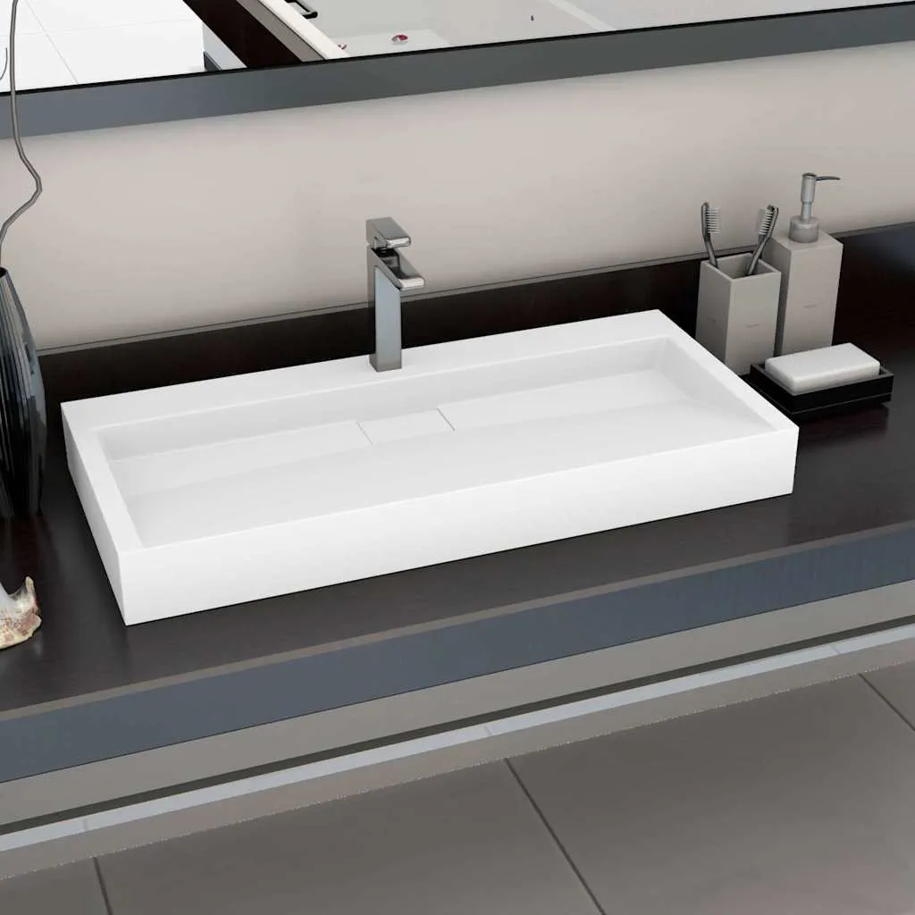 vidaXL Umivaonik od lijevanih minerala/mramora 100 x 46 x 11 cm bijeli - Venlo