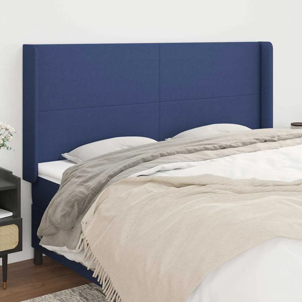 vidaXL Uzglavlje s ušima plavo 163x16x118/128 cm od tkanine - Venlo
