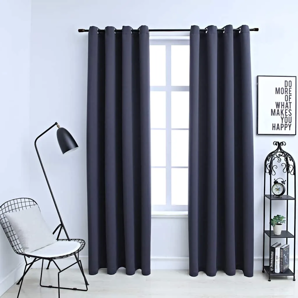 vidaXL Zavjese za zamračivanje s prstenima 2 kom antracit 140 x 175 cm - Venlo