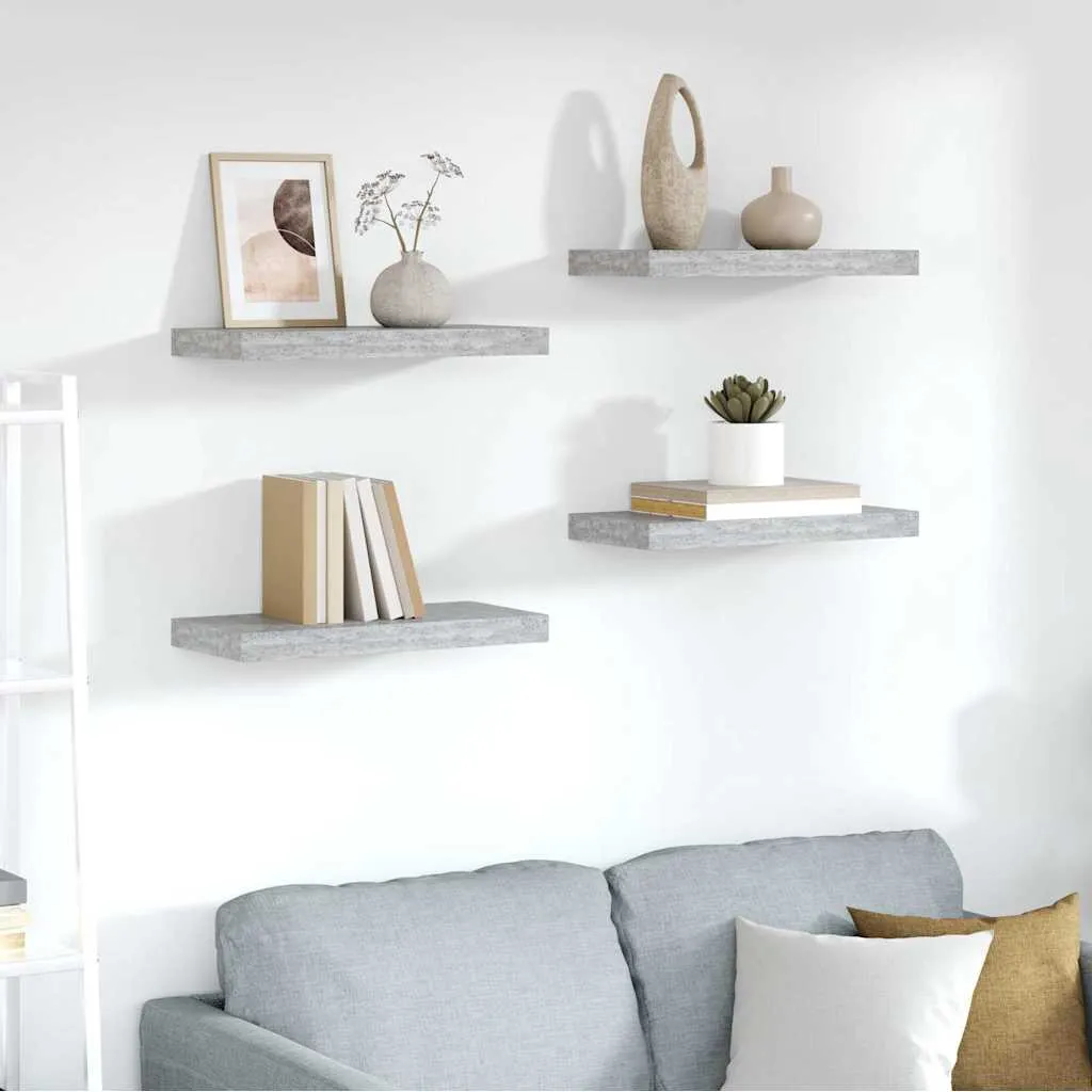 vidaXL Plutajuće zidne police 4 kom boja betona 50 x 23,5 x 3,8 cm MDF - Venlo