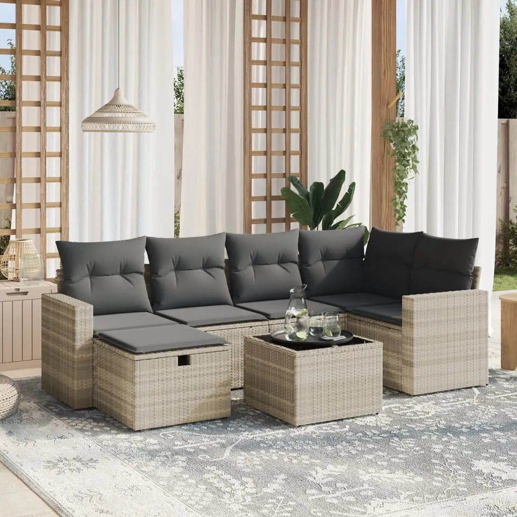 vidaXL 7-dijelni set vrtnih sofa svjetlosivi od poliratana - Venlo