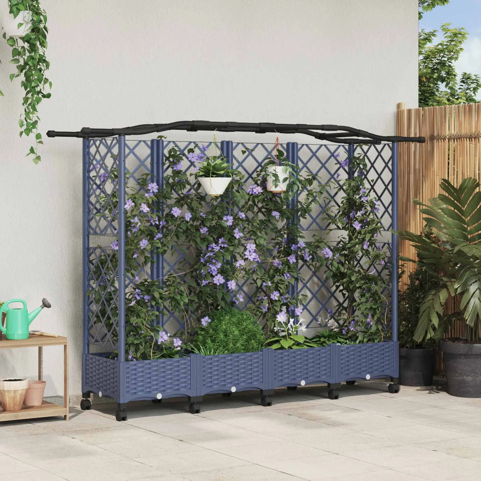 vidaXL Povišeni krevet s mrežom i krovom Siva 203,5 x 40 x 129 cm PP - Venlo