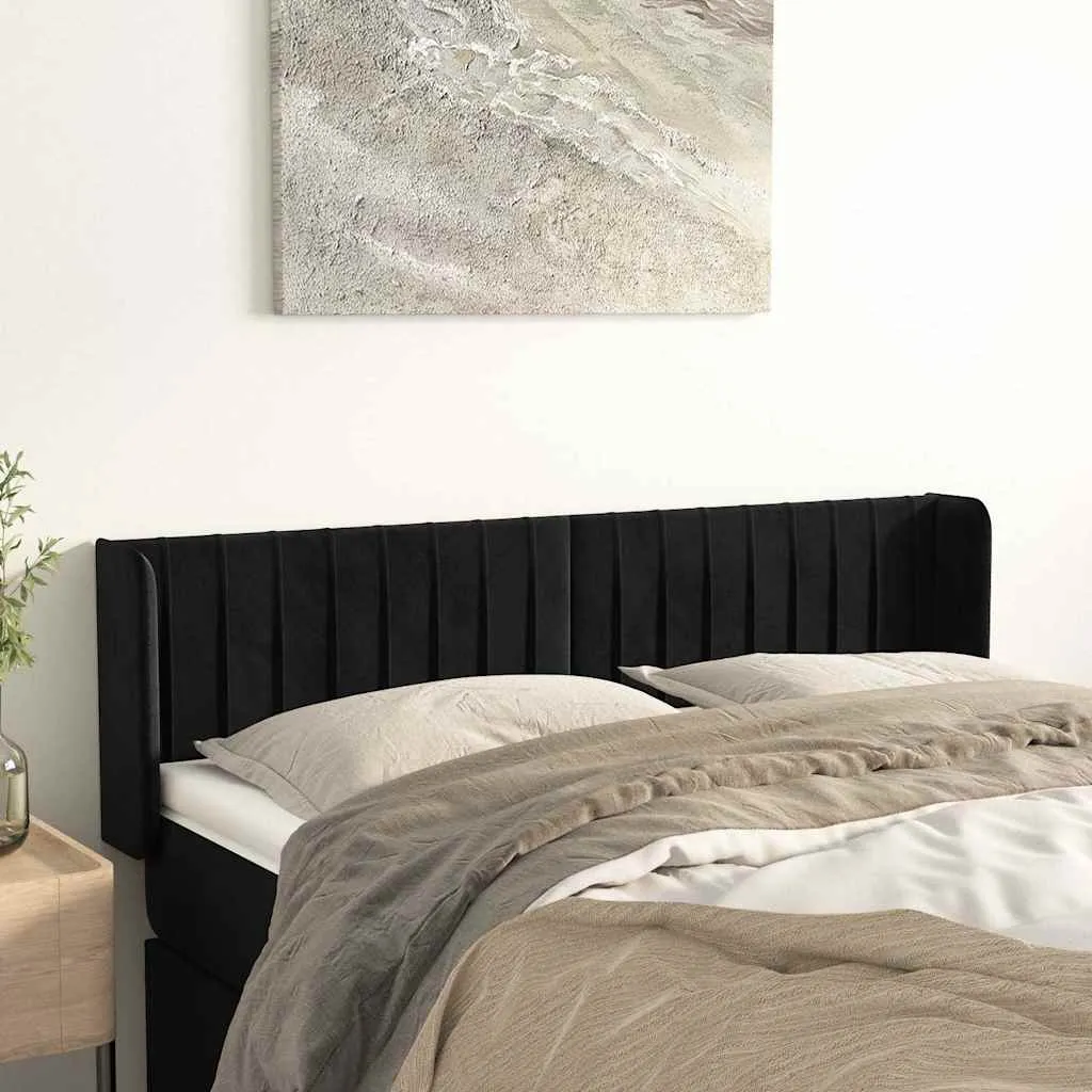 vidaXL Uzglavlje s ušima crno 147x16x78/88 cm baršunasto - Venlo