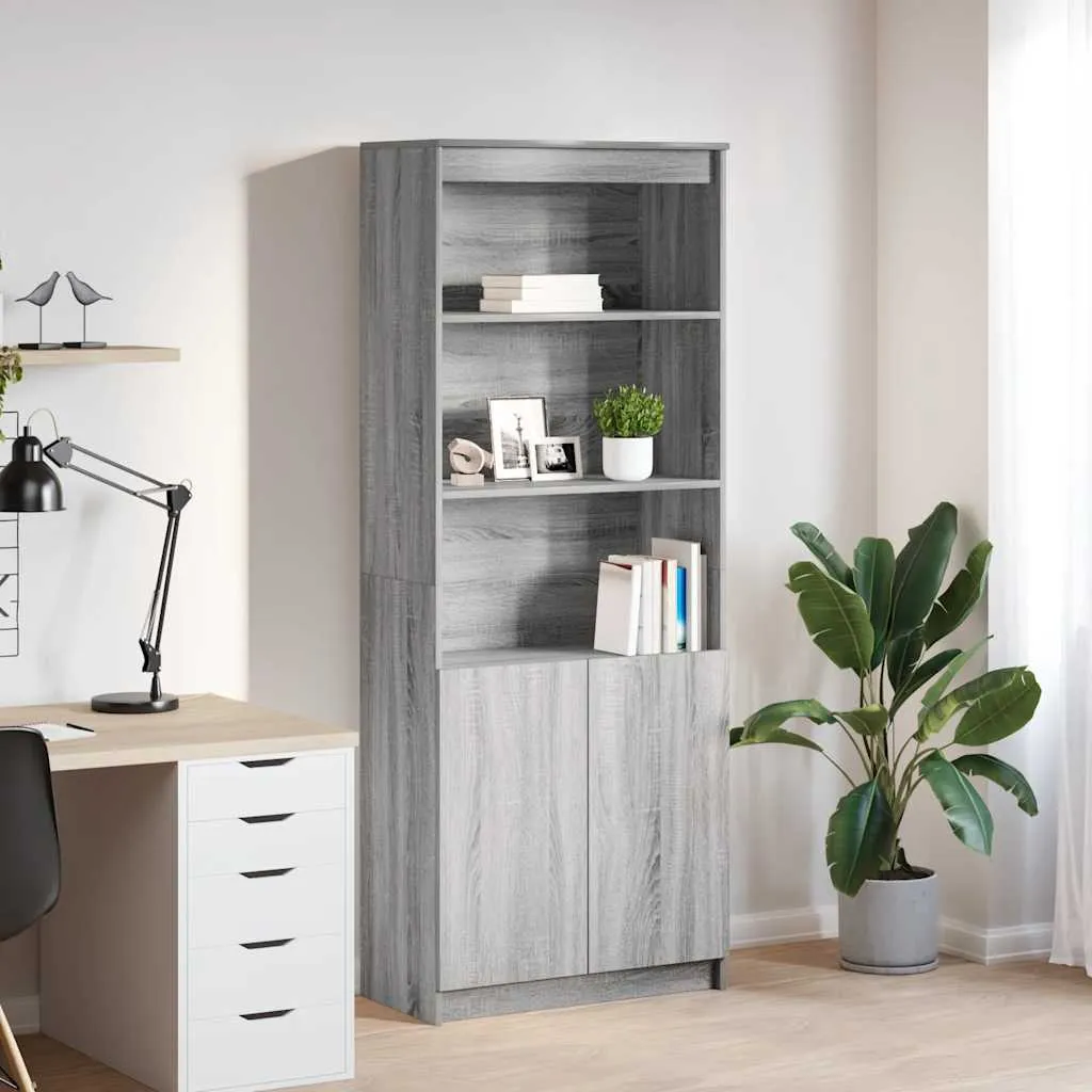 vidaxl visoka komoda siva sonome 70x35x180 cm od konstruiranog drva - slika 1