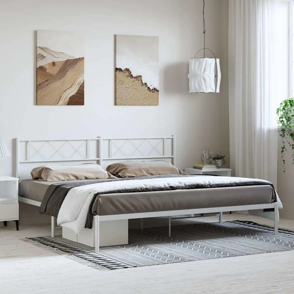 vidaXL Metalni okvir za krevet s uzglavljem bijeli 183x213 cm - Venlo