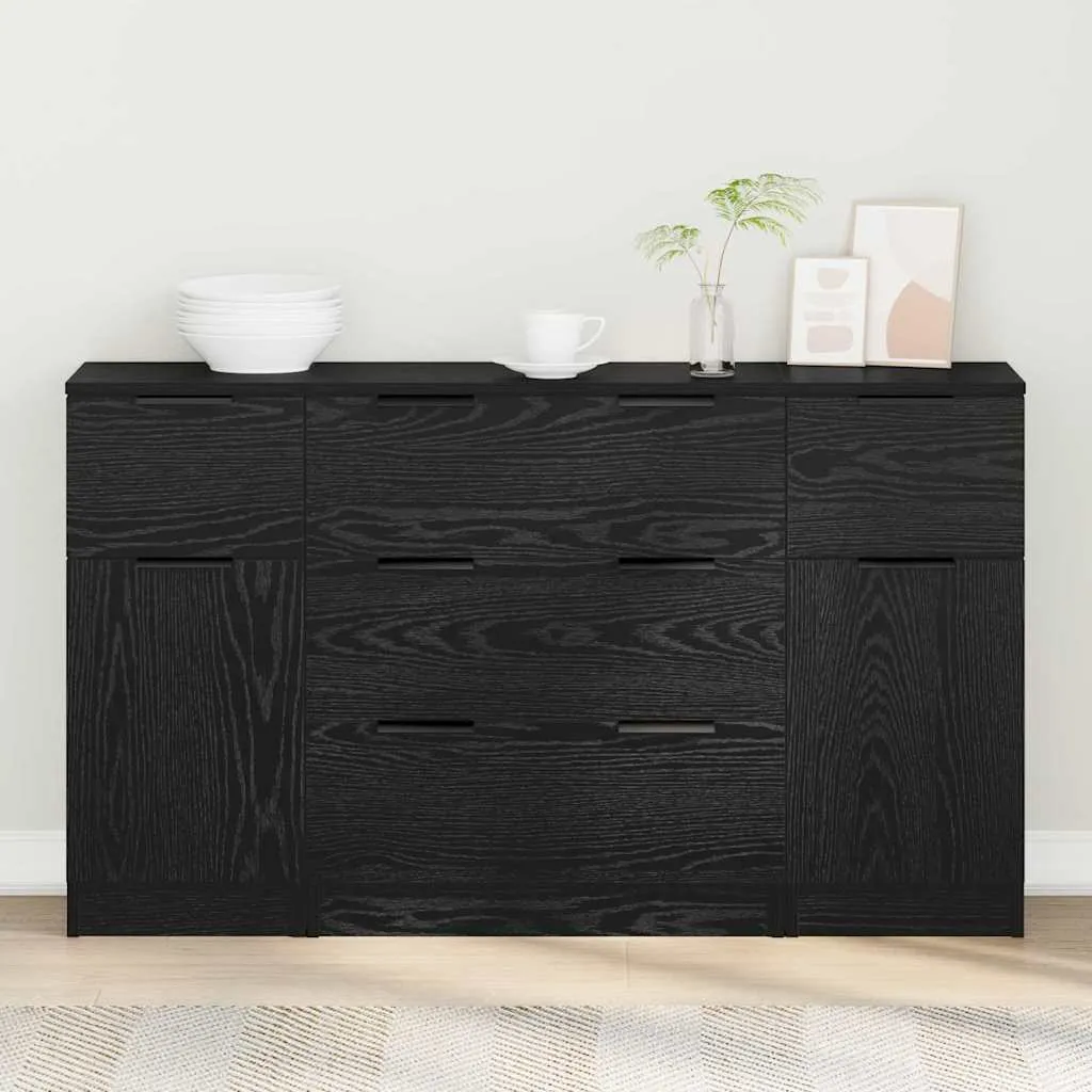 vidaXL Kreveta 3 kom. Crni hrast 121 x 30 x 70 cm Konstruirano drvo - Venlo