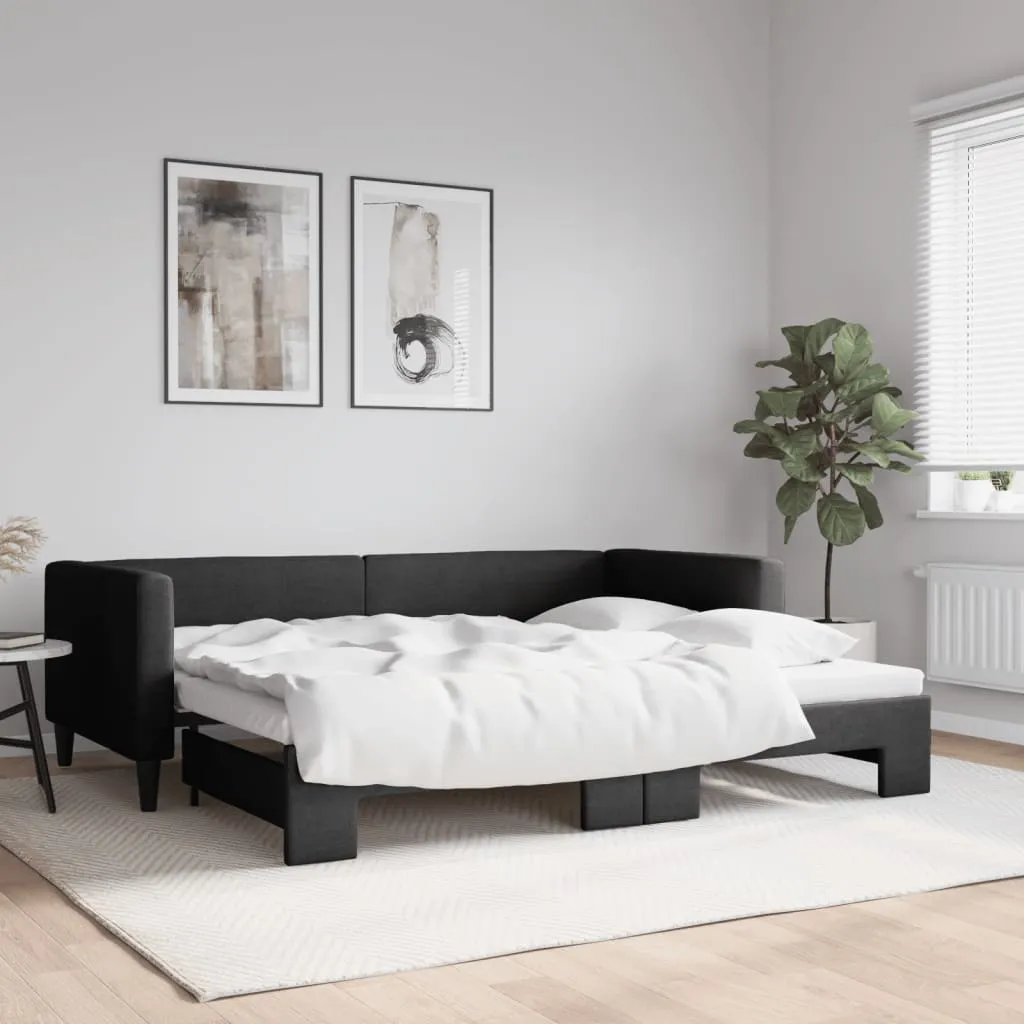 vidaXL Dnevni krevet na razvlačenje crni 90 x 200 cm od tkanine - Venlo