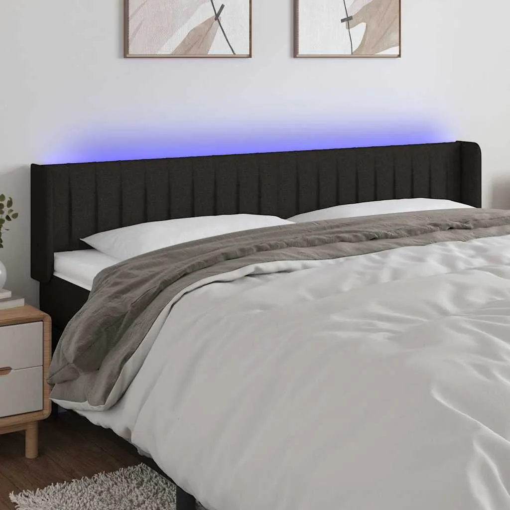 vidaXL LED uzglavlje crno 163x16x78/88 cm od tkanine - Venlo