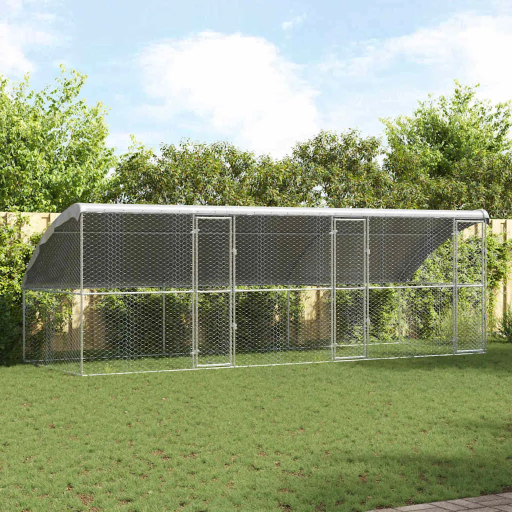 vidaXL Kućica za pse 3 kom. Srebrno 6 x 2 x 2 m Pocinčani čelik - Venlo